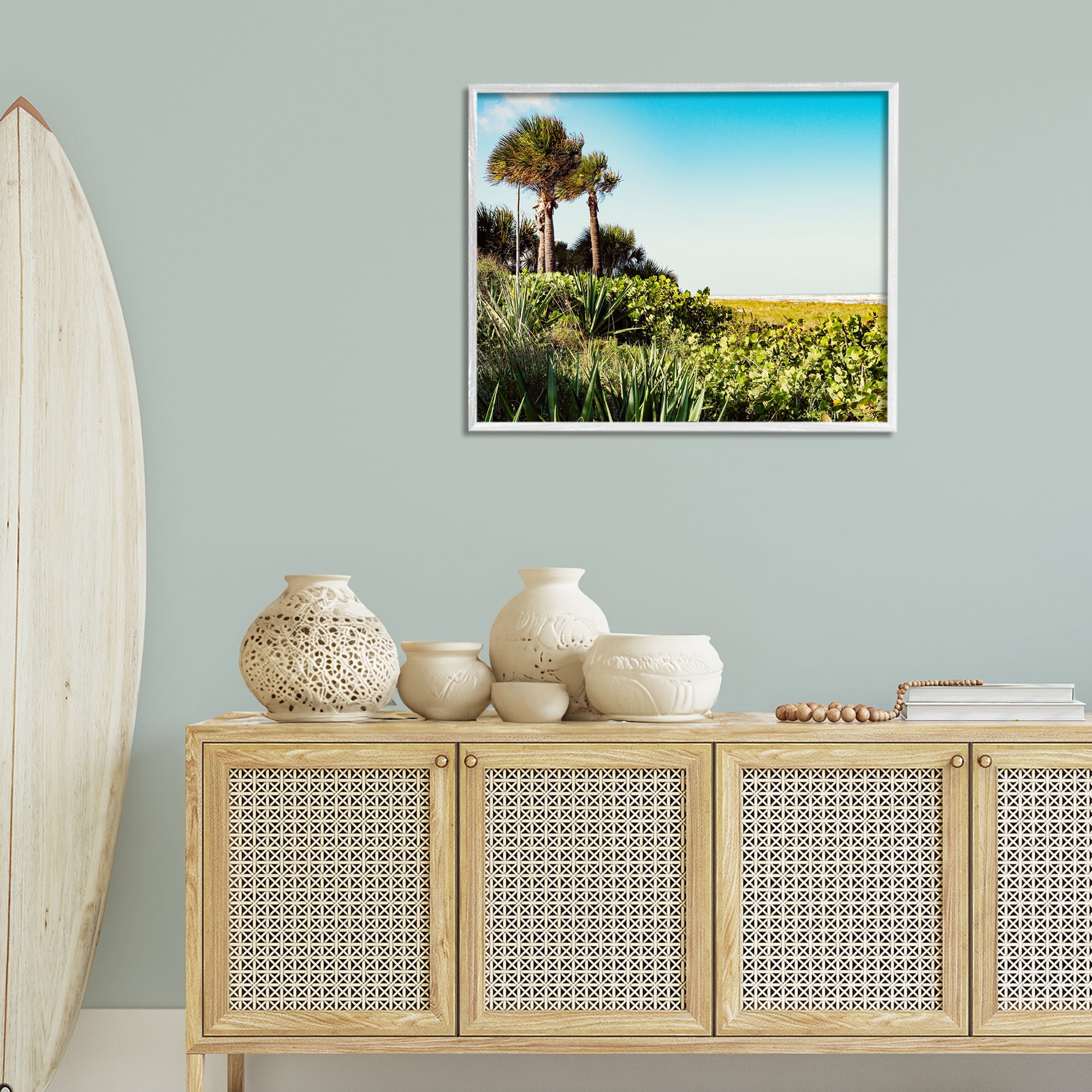 Stupell Industries Lush Tropical Shoreline Landscape Photography White Framed Art Print Wall Art, 30 x 24