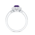 thumbnail image 3 of Rosec Jewels Oval Shape Amethyst Ring with Moissanite Halo for Women - 1 Carat - AAA Grade, 10K White Gold, US 8.50, 3 of 9