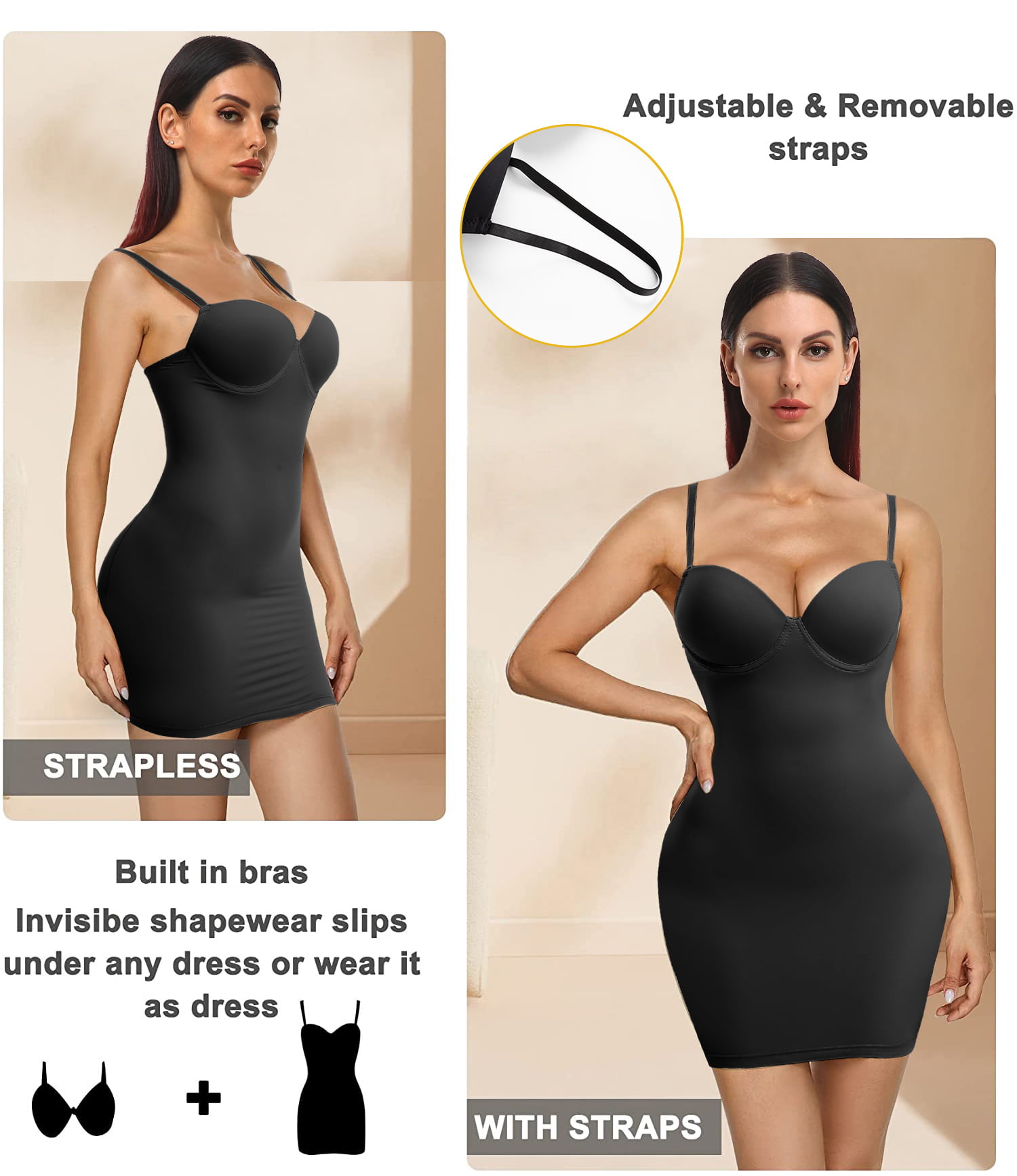 NaTen Women Shapewear Slips Dress Body Shaper Tummy Control Full Slip  Seamless Under Dresses Spaghetti Strap Cami Dress, Blue, Small : :  Clothing, Shoes & Accessories