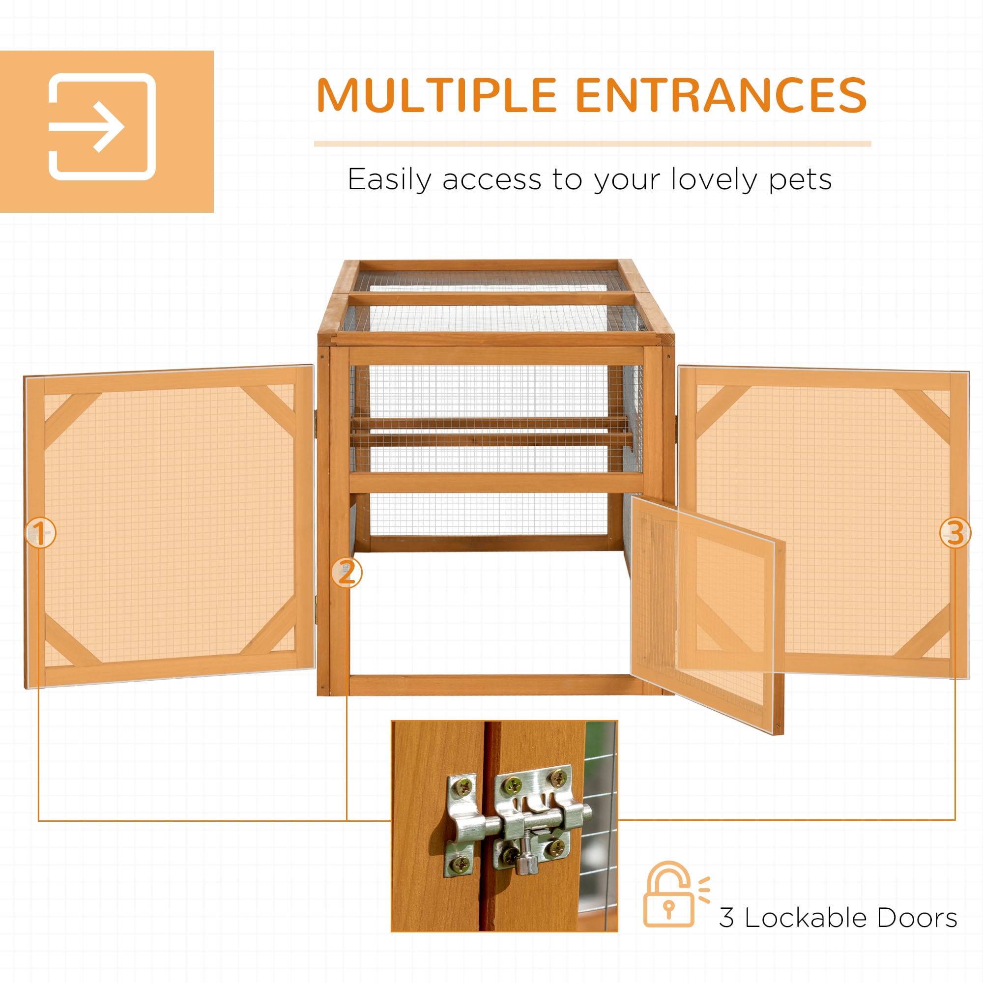 55" Wooden Chicken Coop Add-on Expansion, Mini Chicken Coop Outdoor Chicken Run Hen House with Combinable Design