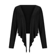 thumbnail image 4 of Daiosportswear Women Tie Front Wrap Tops Long Sleeve Pilate Ballet Ruffle Bolero Shrugs Crop Yoga Layering Workout Cardigan Cover Up,Cover-Up for Women Black S(S), 4 of 9