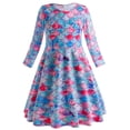 thumbnail image 4 of GYRATEDREAM Toddler Baby Girls Party Dress Kids Pleated Swing Long Maxi Dress Children Casual Fish Scale Print Holiday Princess Dress for 2-8 Years, 4 of 5