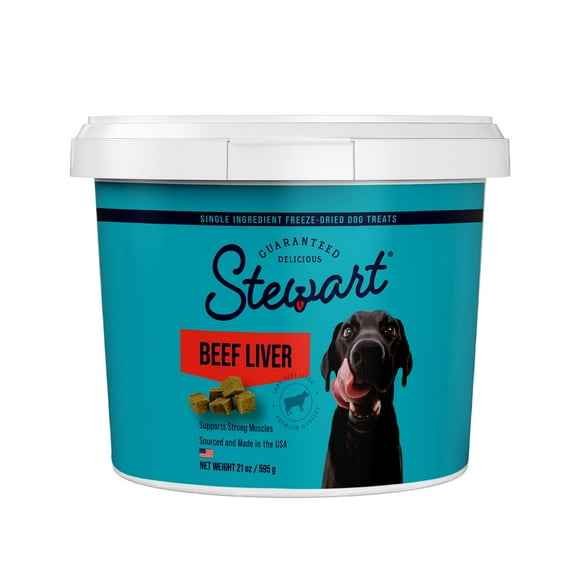 Stewart Freeze Dried Dog Treats, Beef Liver, Salmon, Chicken Liver & Chicken Breast, 4 oz, 12 oz, 14 oz, 21 oz, Resealable Tub, Grain Free & Gluten Free, Single Ingredient, Do