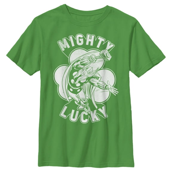 Boy's Marvel St. Patrick's Day Thor Mighty Lucky Clover Graphic Tee Kelly Green Medium