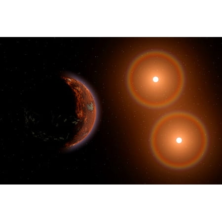 Proxima Centauri exoplanet orbiting the red dwarf star Alpha Centauri C Poster Print by Mark StevensonStocktrek