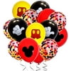 Mickey Mouse Confetti Party Balloons 40Pack, 12Inch Red Black Yellow Mickey Minnie Theme Round Latex Balloons for Baby Shower Kids Boy Girl Birthday Party Decorations Supplies with Ribbon