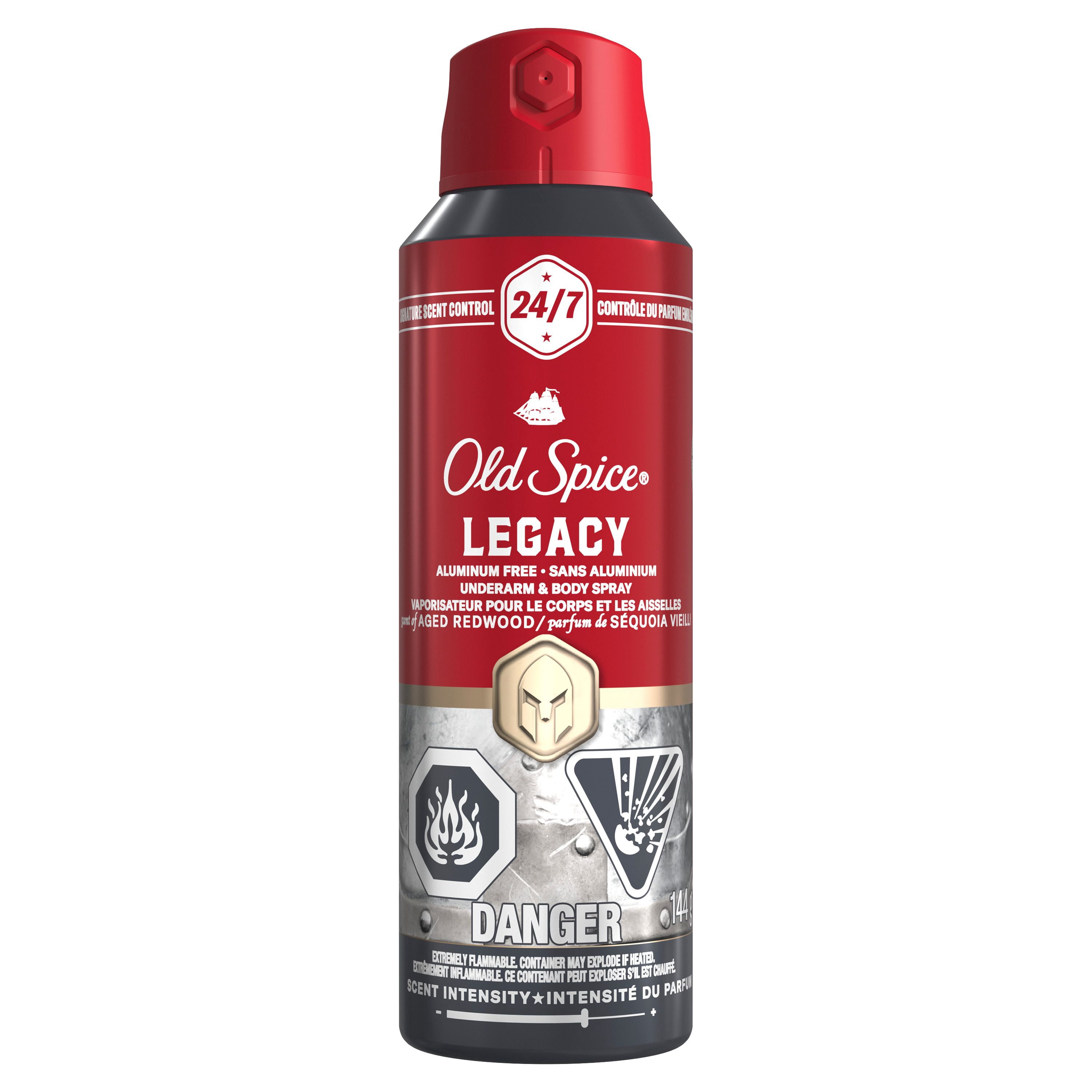 Vaporisateur pour le corps Old Spice Collection rouge pour hommes, parfum Legacy, parfum rafraîchissant, protection contre les odeurs toute la journée, fraîcheur longue durée