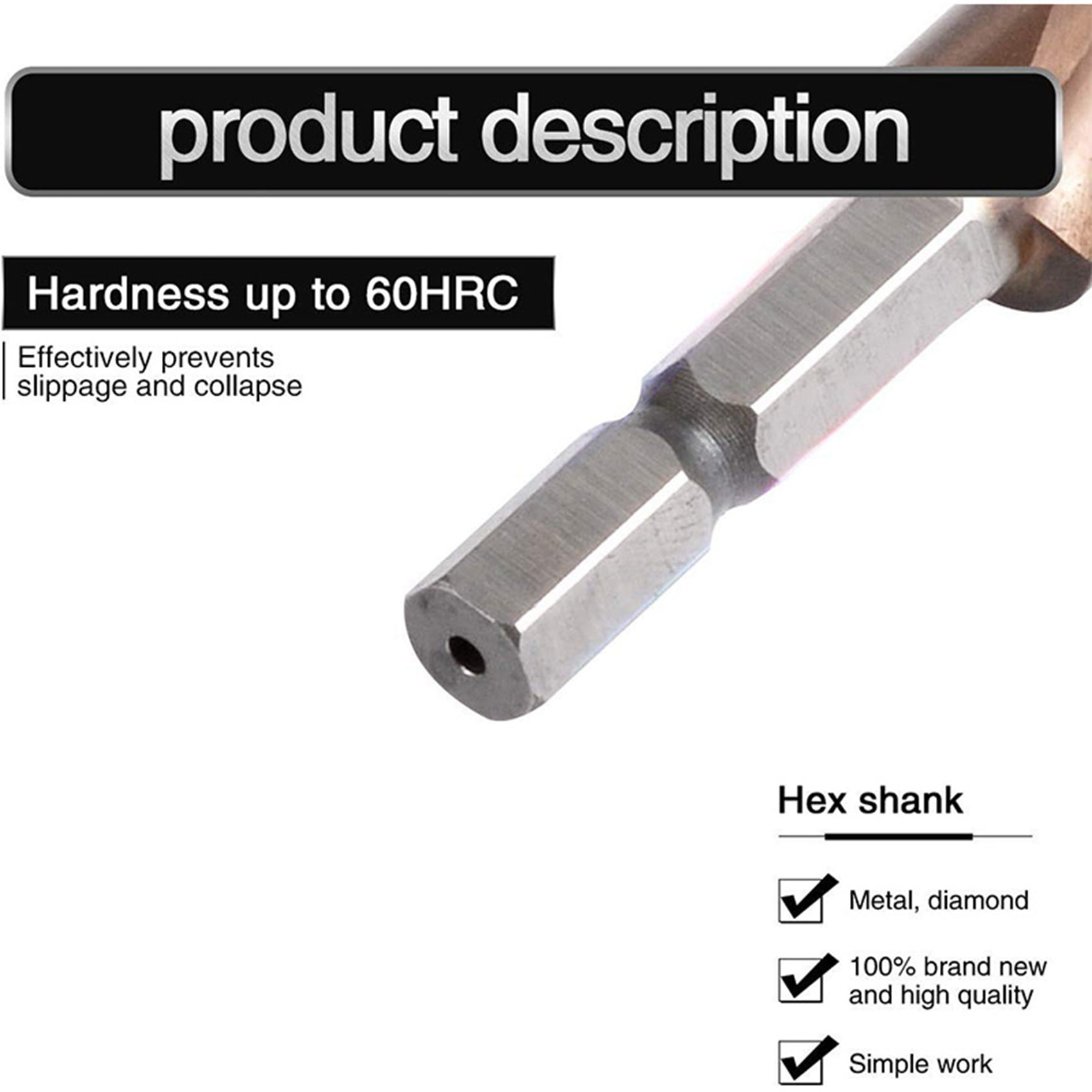 2X M35 HSS Co Step Drill Bit Cobalt Cone Drill Bits 4-32mm Wood Stainless Steel Metal Hole Saw Tool Set Hex,2 * 4-32mm Drilling Bit,Bronze