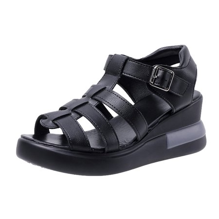 

Womens Sandals Women’S Summer Platform Wedge Heel Sandals Comfortable Leather Sandals Peep Toe Wedges Women S Sandals Pu Black 37