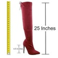 thumbnail image 5 of Women's Pointed Toe Thigh High Stiletto Heel Fashion Suede Boots Wine 7, 5 of 8