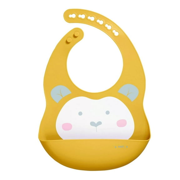 SARO Sweet & Fun Mustard Silicone Mealtime Bib: Sensory & Mess-Proof Feeding