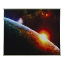 Yosemite Home Decor 'Setting Sun' Tempered Glass/Wood Photo in Multi-Color