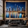 thumbnail image 6 of Modern Cityscape at Night with Glowing Skyscrapers on Water, Dramatic Coastal Art for Urban Decor Enthusiasts, Coastal Wall Art, Christmas Gift, Tapestry Wall Hanging for Living Room and Office, 6 of 7