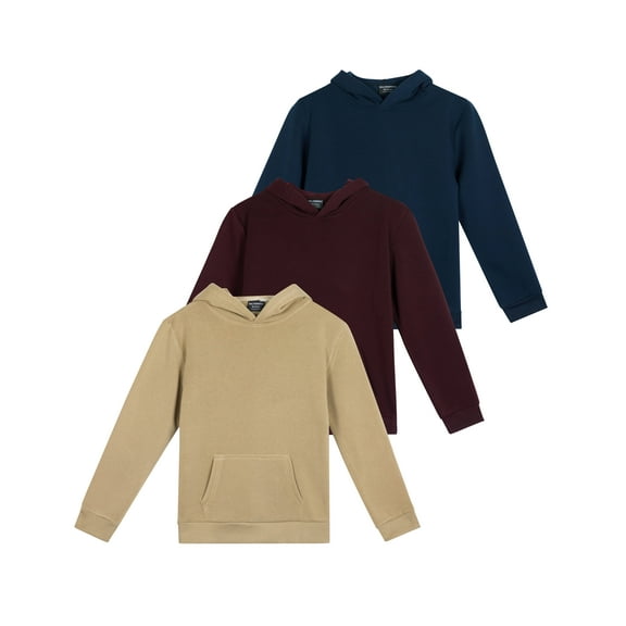 3 Pack: Girls' Soft Brushed Fleece Pullover Hoodie Sweatshirt With Kangaroo Pocket (Ages 7-16)