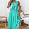 thumbnail image 2 of ZHYou Sleeveless Sundresses for Women Casual Striped Printed Crewneck Stretch Summer Vacation Beach Dresses Sky Blue XL, 2 of 6
