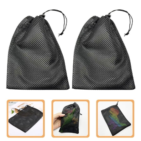 Minkissy 10Pcs Multifunctional Storage Black Mesh Bag Polyester Drawstring Closure for General Users
