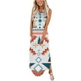 thumbnail image 2 of IROINNID Women's Sleeveless Sundress Full-Length Casual Loose Vest Maxi Dress Long Dress+Pocket Printed V-Neck Dress, 2 of 6