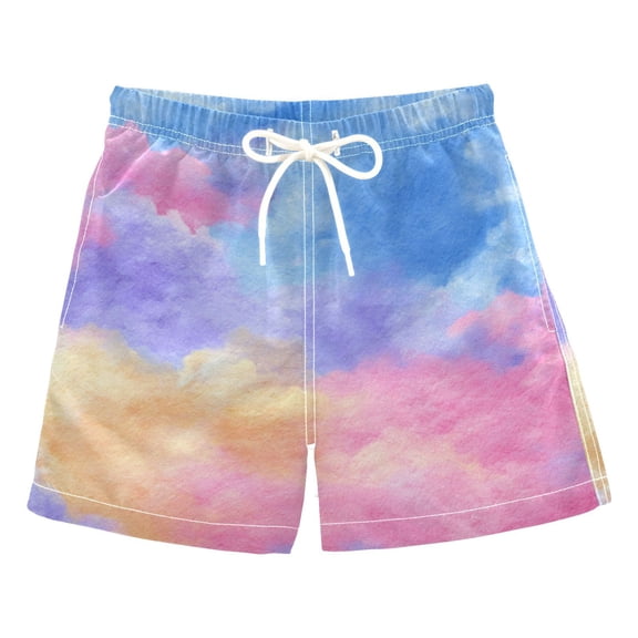 Kids' Beach Pants Comfortable Swim Trunks Tie-dye Clouds Pattern Shorts for Pool Vacation and Lounge Wear 2T