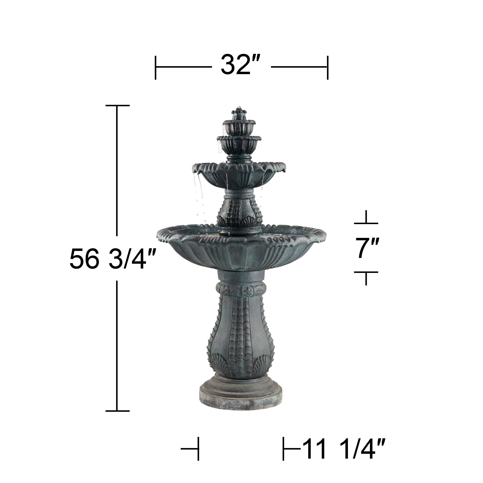 Hampton 56 3/4" High Large Italian Outdoor Decor Slate Stone Floor Fountain with Light LED 4-Tier Outside