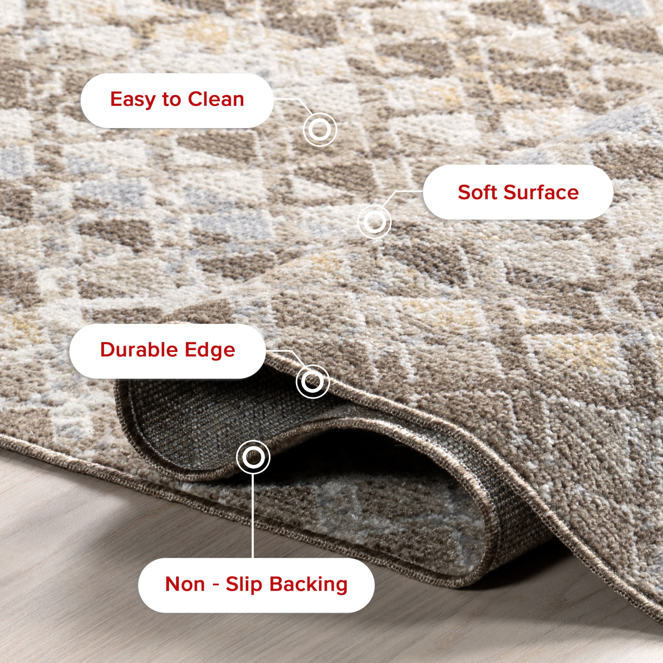Nuloom Carley SpinClean Machine Washable Geometric Area Rug, 8' 10" x 12', Carley Beige