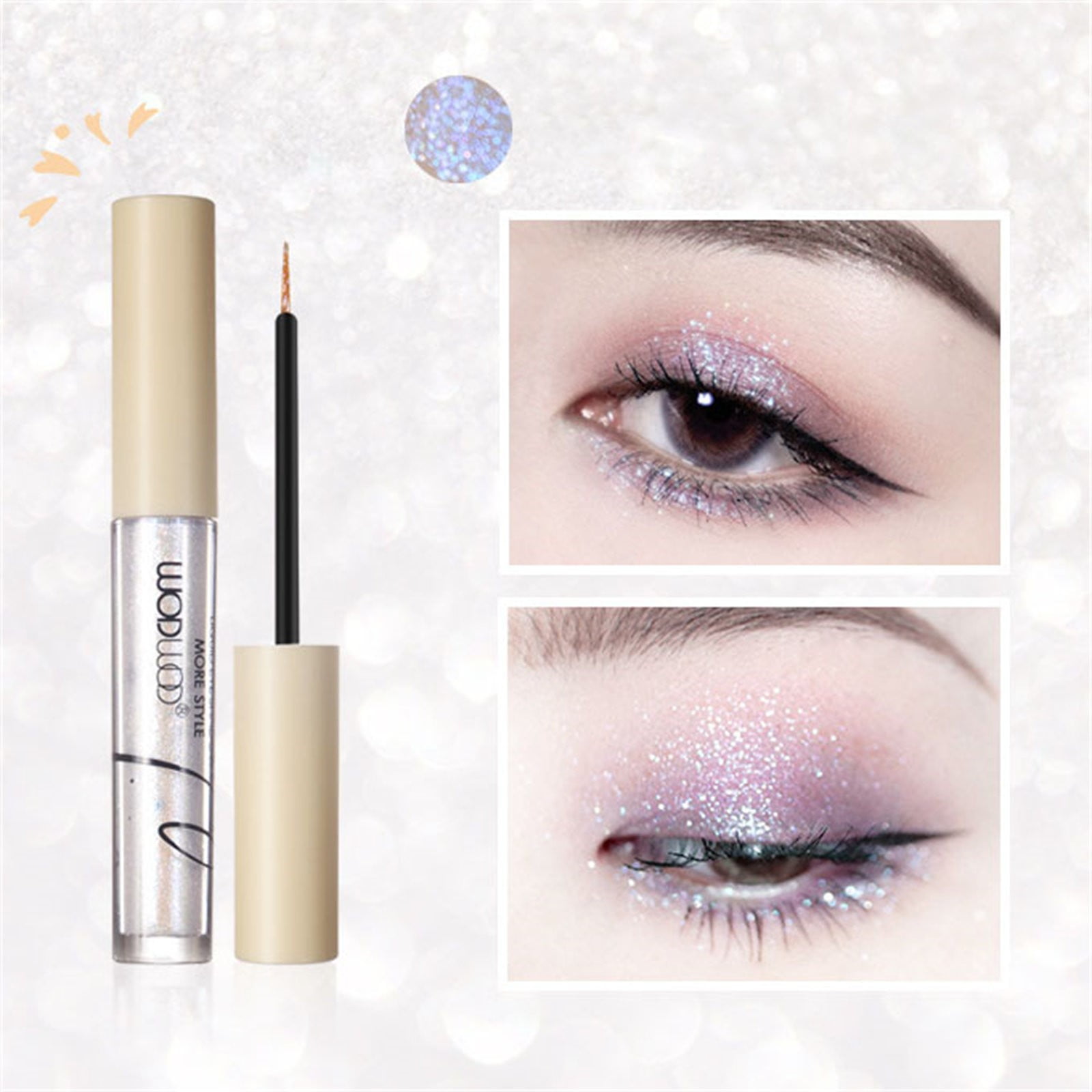 Feiboyy Liquid Glitter Eyeshadow Silver Metallic Waterproof Long