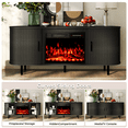 thumbnail image 5 of Rocyis 65" Modern Fireplace TV Stand for TVs Up to 75'', Fluted Entertainment Center with Electric Fireplace, Media Console Cabinet for Living Room, Black, 5 of 8