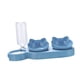 thumbnail image 5 of Cuencos triples para gatos, cuencos elevados e inclinados para agua y comida, suministros para mascotas, bebederos automáticos para exteriores, Azul claro, 5 of 9