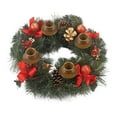 thumbnail image 1 of Fiudx Corona Navideña con Candelabro, Diseño de Doble Bola con Cinta Roja, Decoración Festiva para Mesa, Ideal para Fiestas, Versátil para Colgar, Ideal para Escaleras o Puertas, 1 Vela de Guirnalda., 1 of 2