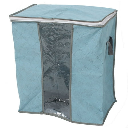 Quilt Display Chest Unique Bargains Zipper Up Clothes Quilts Blankets Pillows Sorting Storage Organizer Bag Blue ()
