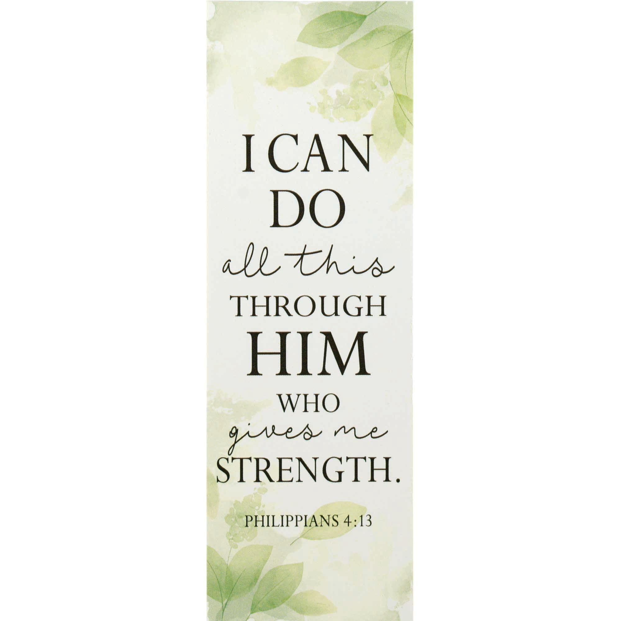 Dicksons I Can Do All This Encouraging Verse Leaf Design Decorative Green 6.1 x 2 Paper Bookmarks Pack of 12