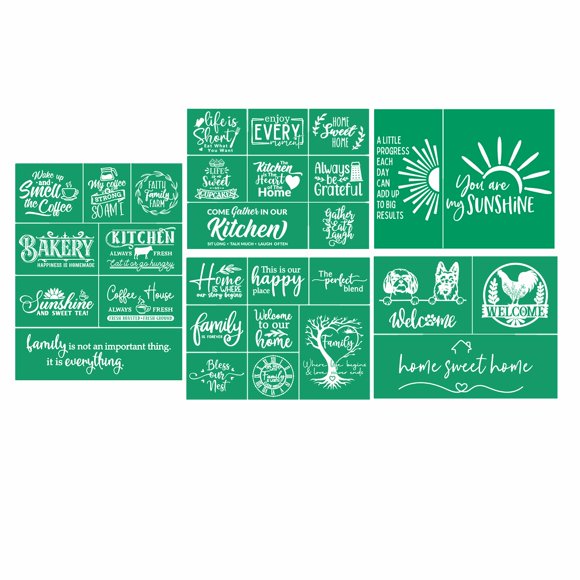 Set de plantillas JAJADO de 5 piezas, adhesivas reutilizables, 28 x 22 cm