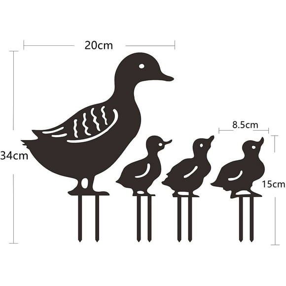 Pack Metal Duck Shaped Stakes Garden Stakes Animal Shaped Yard