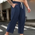 thumbnail image 6 of HOOMEUMY Mens Crinkled Gauze Pants Drawstring Elastic Waist Casual Summer Trousers Light Breathable For Beach Vacation Daily Wear, 6 of 8