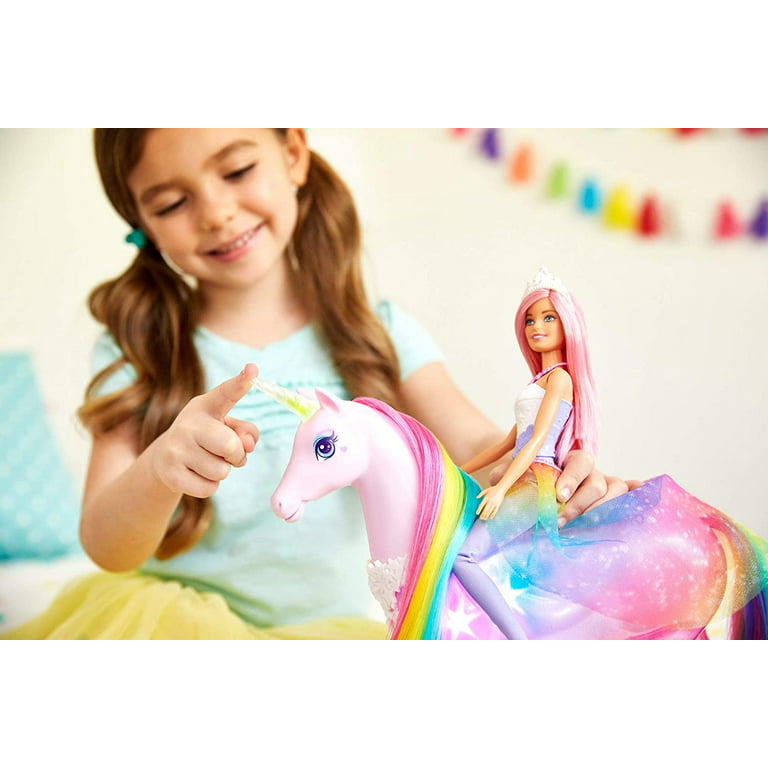 Barbie Dreamtopia Unicorn Pet Playset With Royal Fashion Doll, Unicorn Toy,  Color Change, Potty Feature & 18 Accessorie