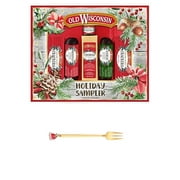 Wisconsin Sausage, Cheddar Cheese Bavarian Mustard and Old World Crackers Set Holiday Treats 15.4 oz and Holiday Charm Fork