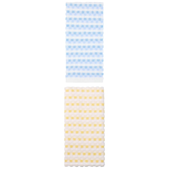 Unique Bargains Checkered Plaid Cotton Soft Absorbent Hand Towel Blue/Yellow 29" x 13"