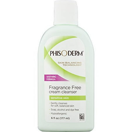 Phisoderm Fragrance Free Cream Cleanser For Sensitive Skin 6 oz (Pack of 4)