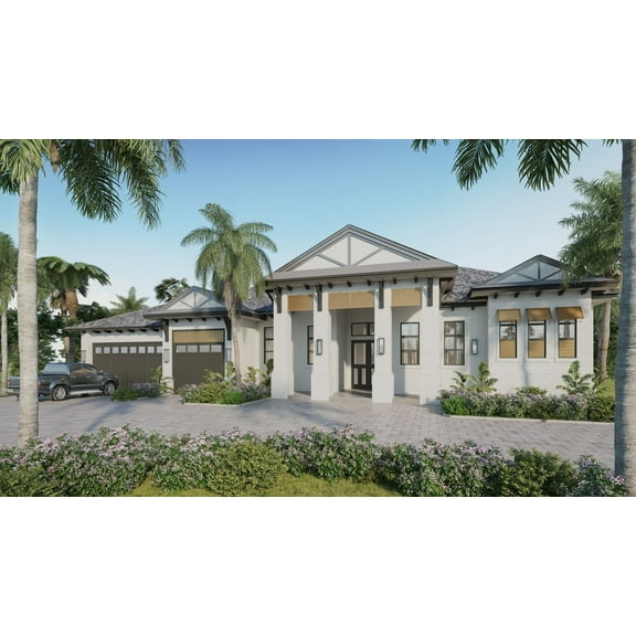 013-3219: Traditional Contemporary 3 Bed, 4 Bath Luxury Home Plan, 3219 Sq Ft: Full Blueprints with License to Build by Home Plan Marketplace - Lesuto