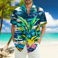 thumbnail image 2 of NAMTYQX Hawaiian Shirts Softest Lapel Button Front Loose Fitting Short Sleeve Lightweight Tropical Print Lounge Plus Size Tshirts Shirts for Men Green Size 2XL, 2 of 5