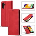 thumbnail image 1 of SaniMore for Samsung Galaxy A13 5G 6.5" 2021 Case, Prumiem PU Leather Wallet Kickstand Cover Magnetic Flip Design Card Slots Shockproof Anti-drop TPU Full Body Protective Shell, Red, 1 of 8