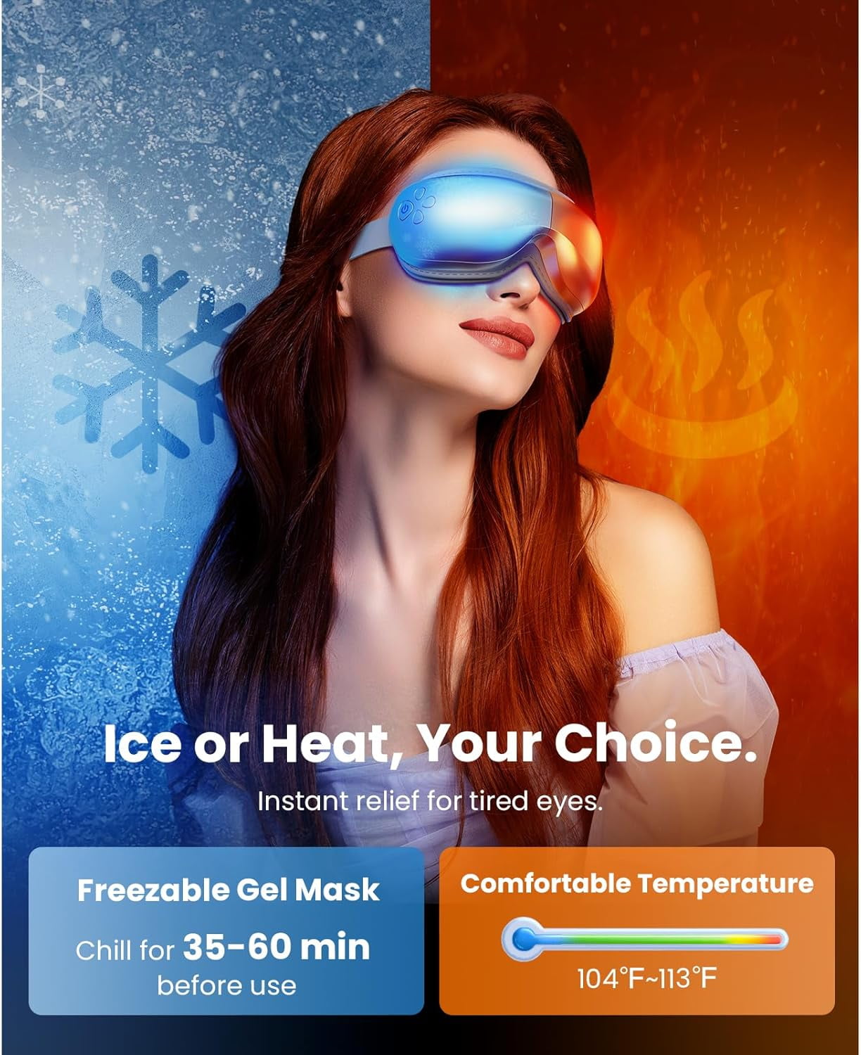 Bob and Brad EyeOasis 3 - Heated/Cooling Eye Mask for Migraine & Dry Eye Relief, Face Massager to Soothe Eye Strain & Improve Sleep, Spa Gift for Women/Men (3 Temp Modes)