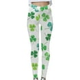 thumbnail image 4 of WREESH Women's Stretch Yoga Leggings High Waist Tummy Control Workouts Leggings St. Patrick's Pants for Fitness, Running, Gym Sports, and Casual Wear Green, 4 of 5