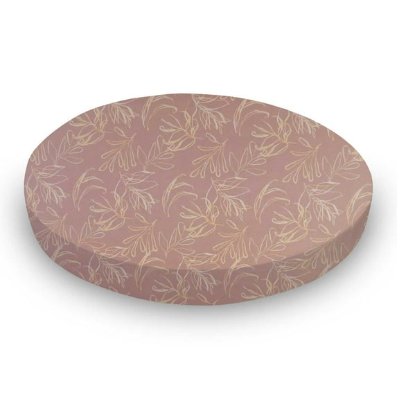 SheetWorld Fitted 100% Cotton Percale Oval Crib Sheet, Fits Stokke Sleepi 26 x 47, Mauve Leaves