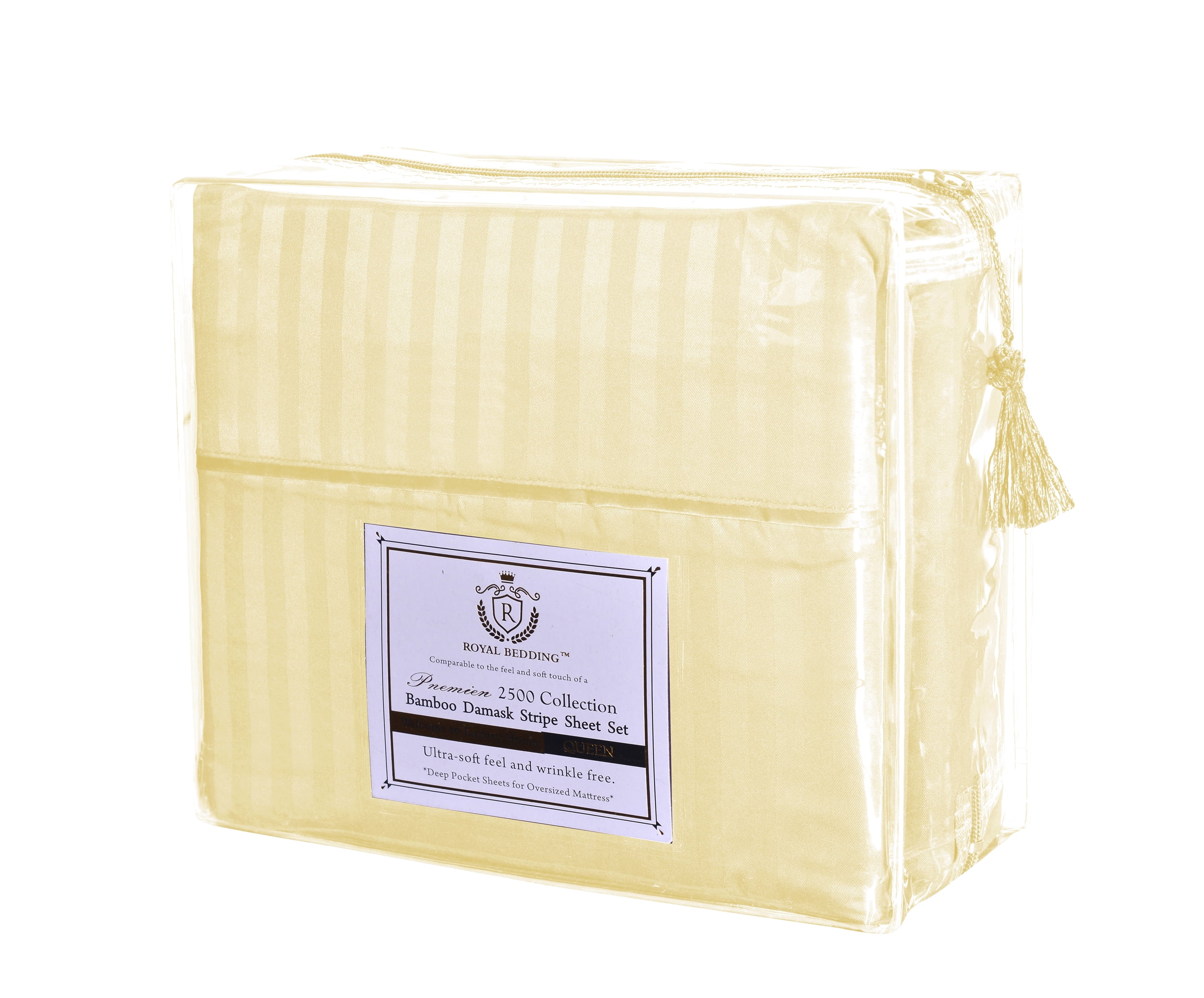 2500 Royal Damask Stripe Bamboo Collection Bed Sheet Set