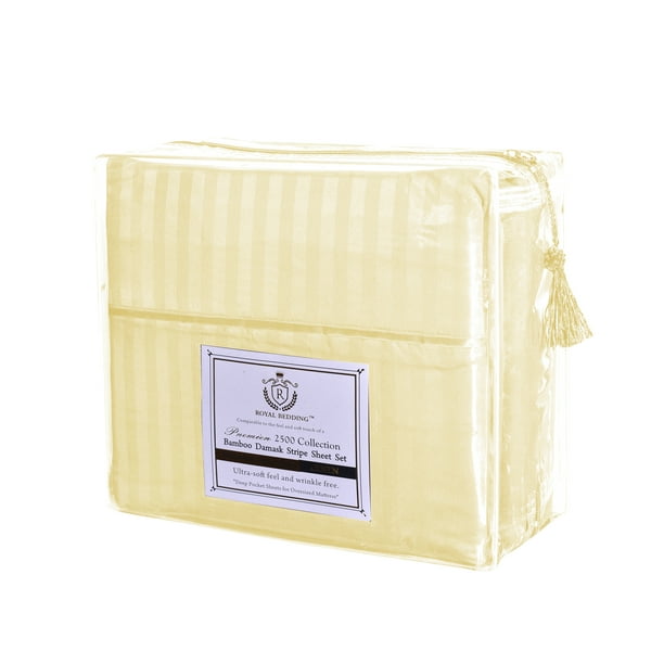 2500 Royal Damask Stripe Bamboo Collection Bed Sheet Set