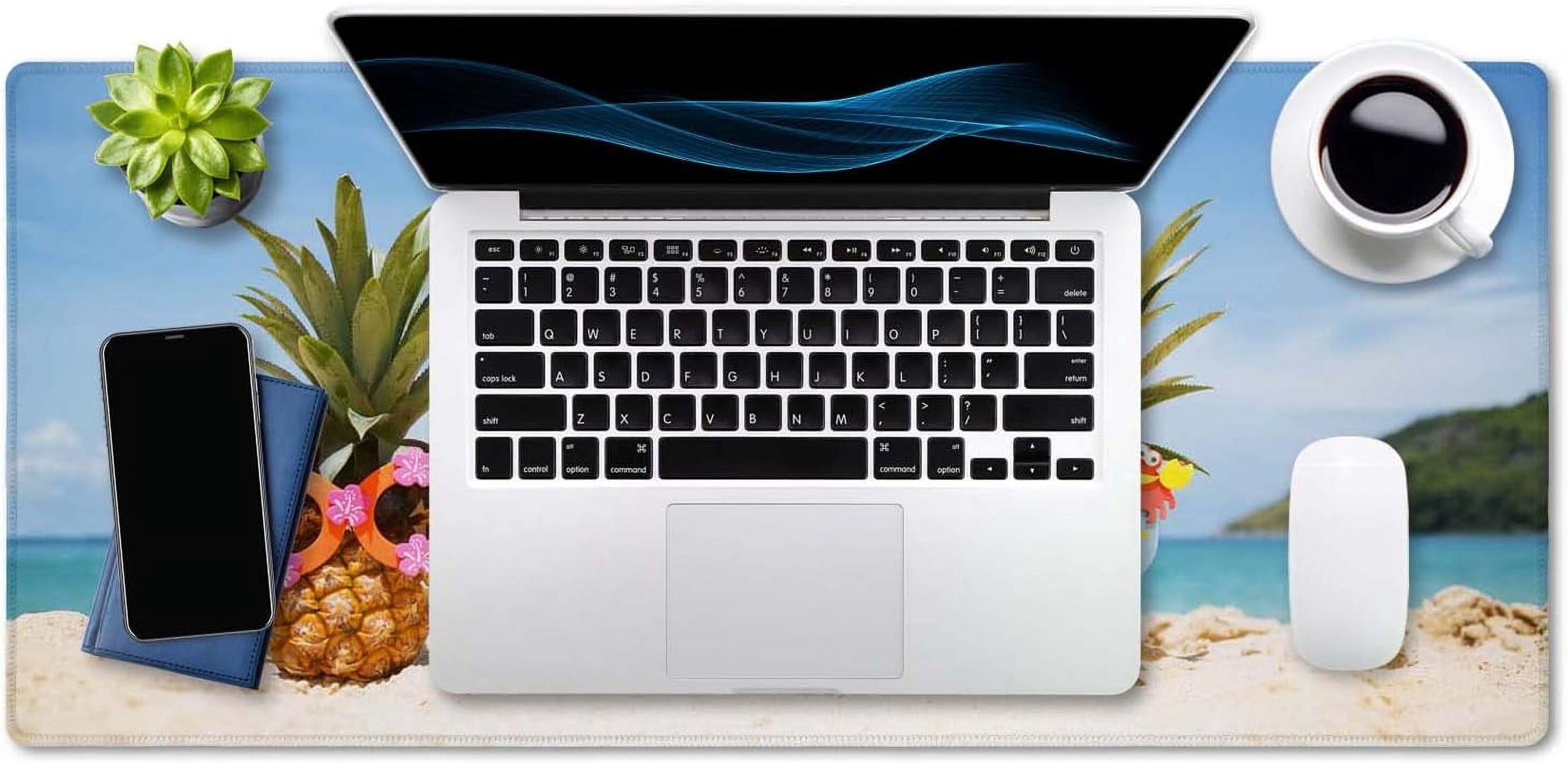 Extended Gaming Mouse Pad (35.4x15.7 in), Large Stable Rubber Base Mousepad with Stitched Edges, Keyboard Mouse Mat Desk Pad for Work, Game, Office, Home - Funny Pineapples