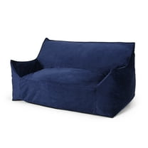 GDF Studio Calef Modern Velveteen 2 Seater Oversized Bean Bag Chair with Armrests, Royal Blue