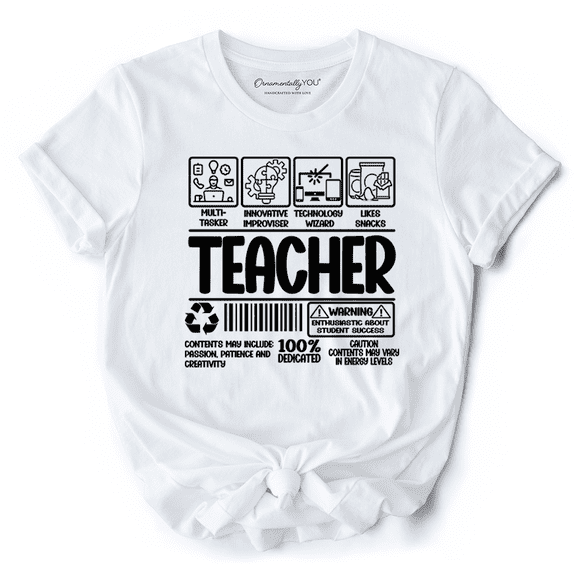 Teacher Label T-Shirt, Funny Barcode Tee for Dedicated Educators