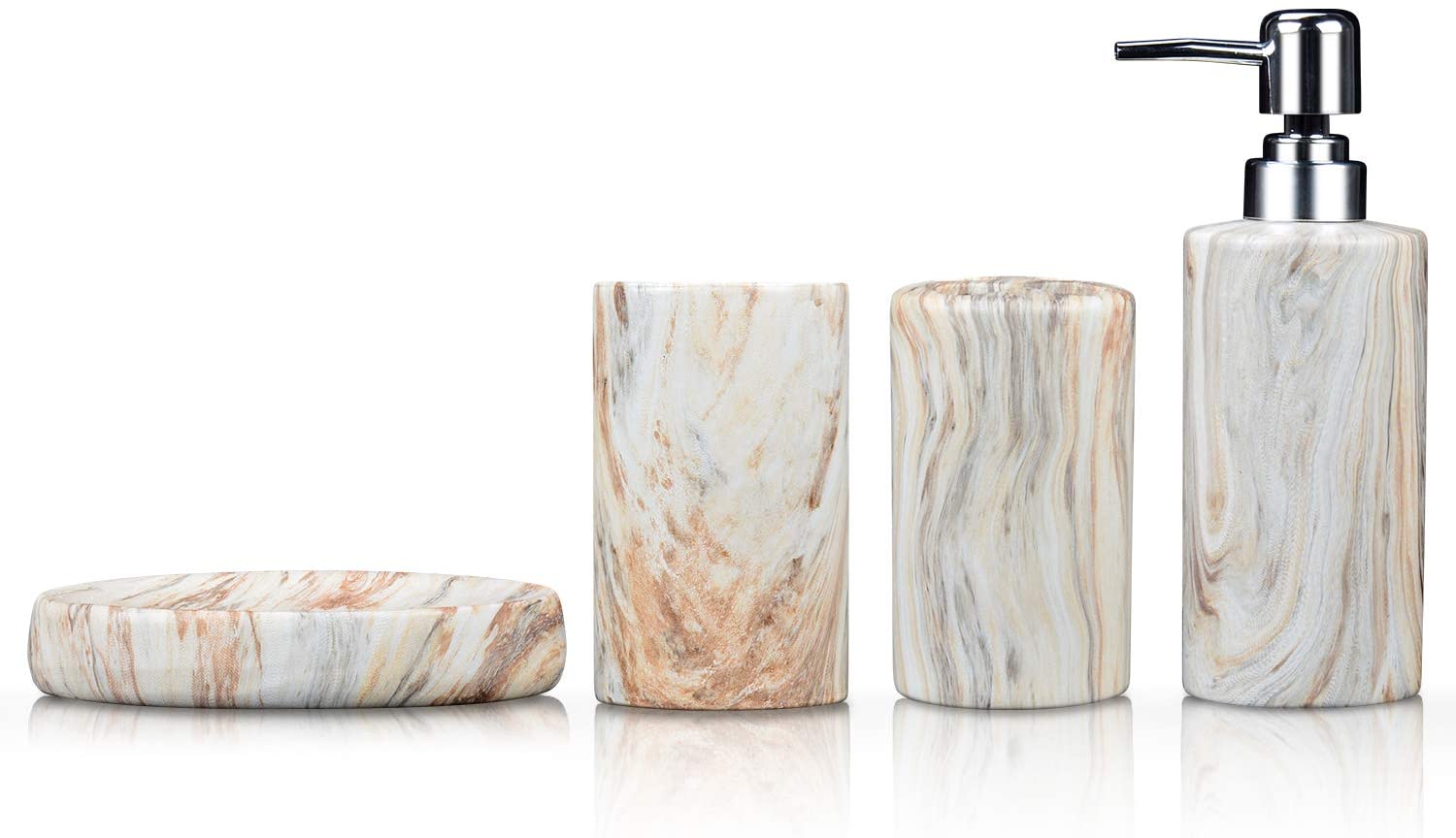 Marble Bathroom Accessories Set Ceramic Including 4 Piece White Marble Bathroom Accessories Set Soap Dispenser Toothbrush Holder Tumbler Soap Dish The Best Gift Choice Color Multicolor Walmart Com Walmart Com