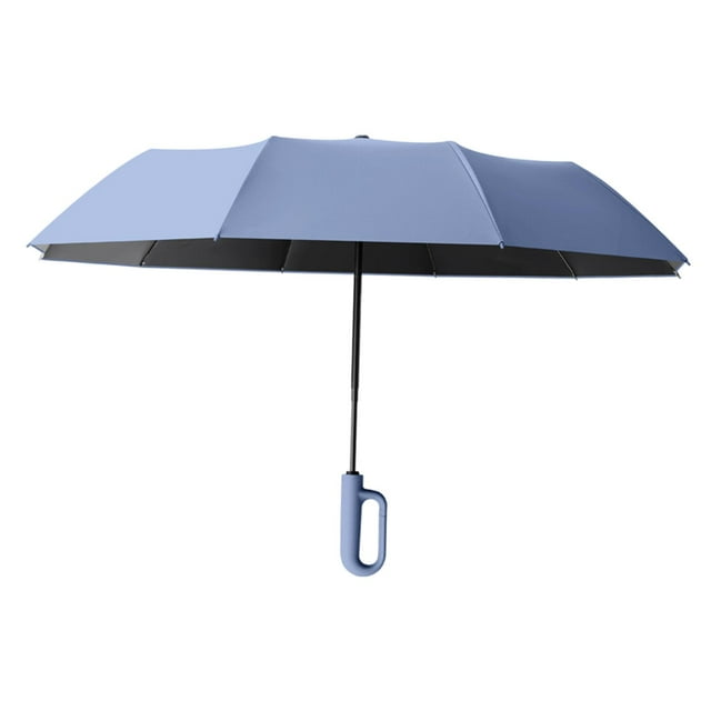 Paraguas plegable automático con mango novedoso para actividades al aire libre y senderismo. Azul 125cmx82cm